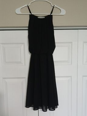 Women's Black Spaghetti Strap Midi Dress